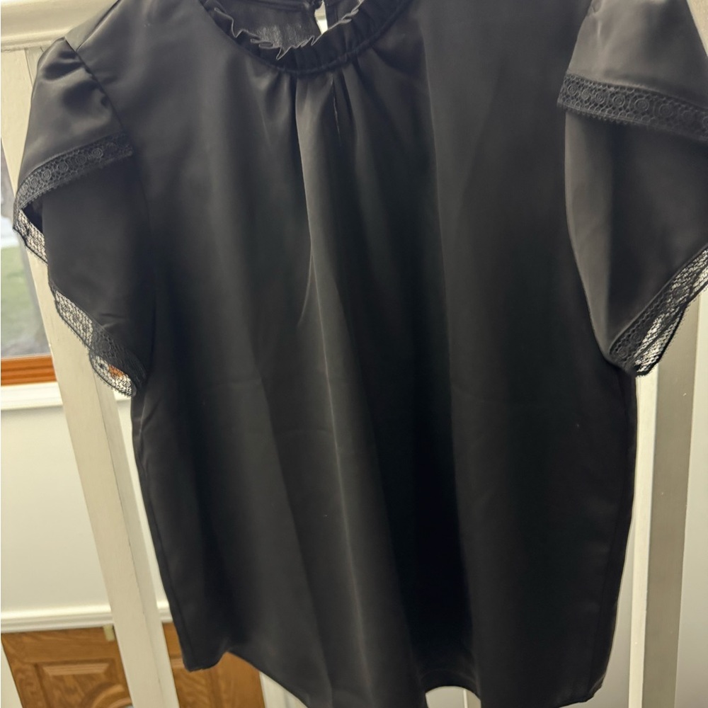 Elegant Black Lace Trim Top